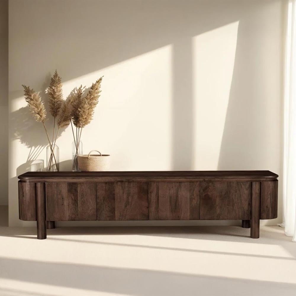 Mangohouten TV Meubel donkerbruin 210cm