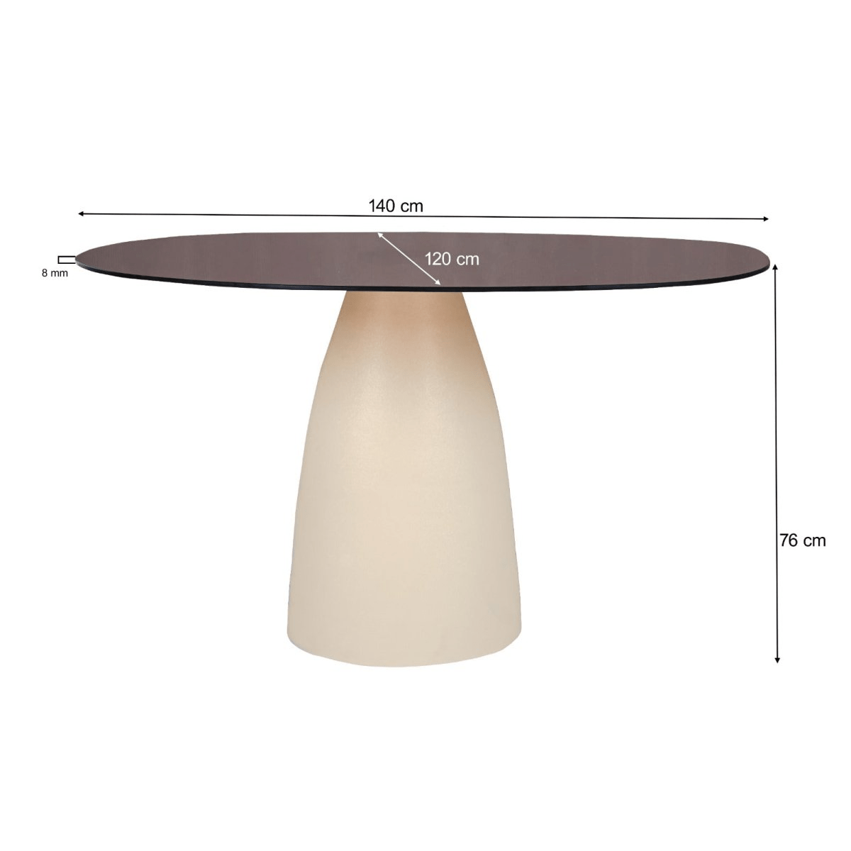 Eettafel glas 140cm