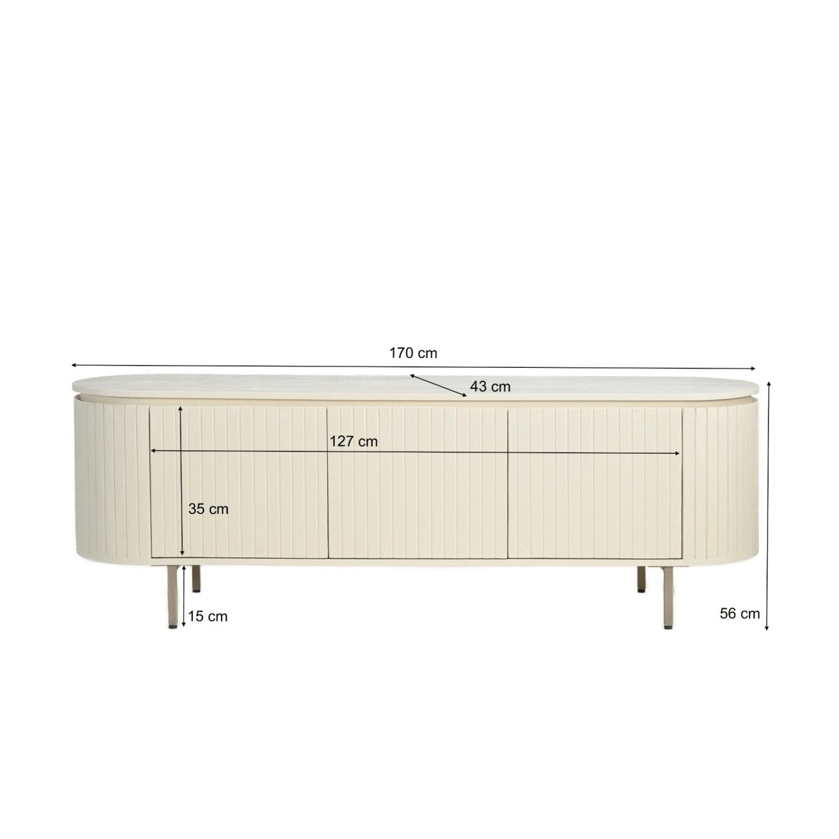 Mangohouten tv meubel wit 170cm