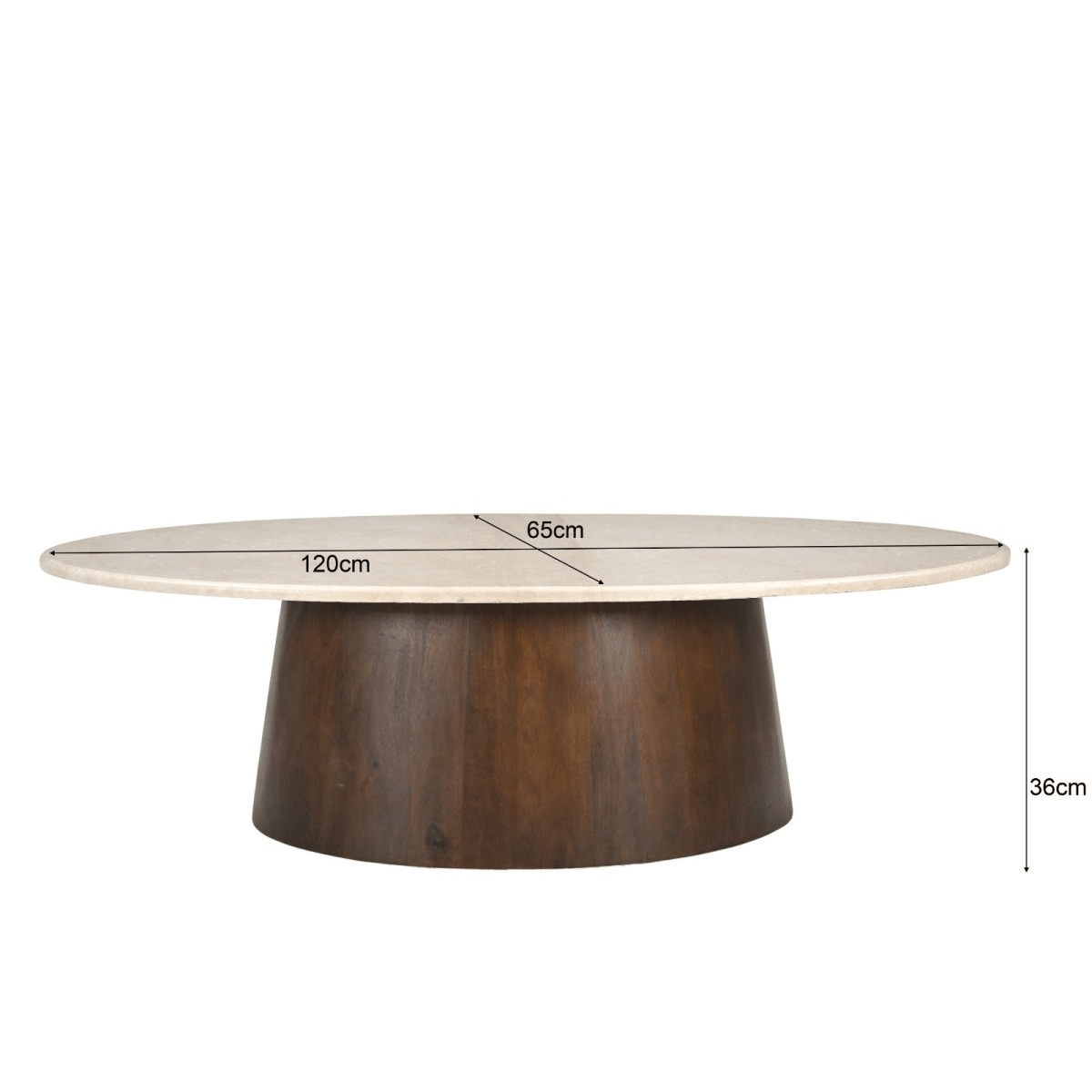 Mangohouten salontafel ovaal 120cm