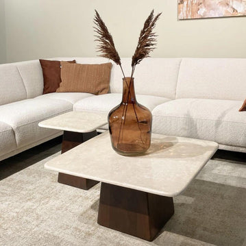 Salontafel vierkant met bruine poot 45cm