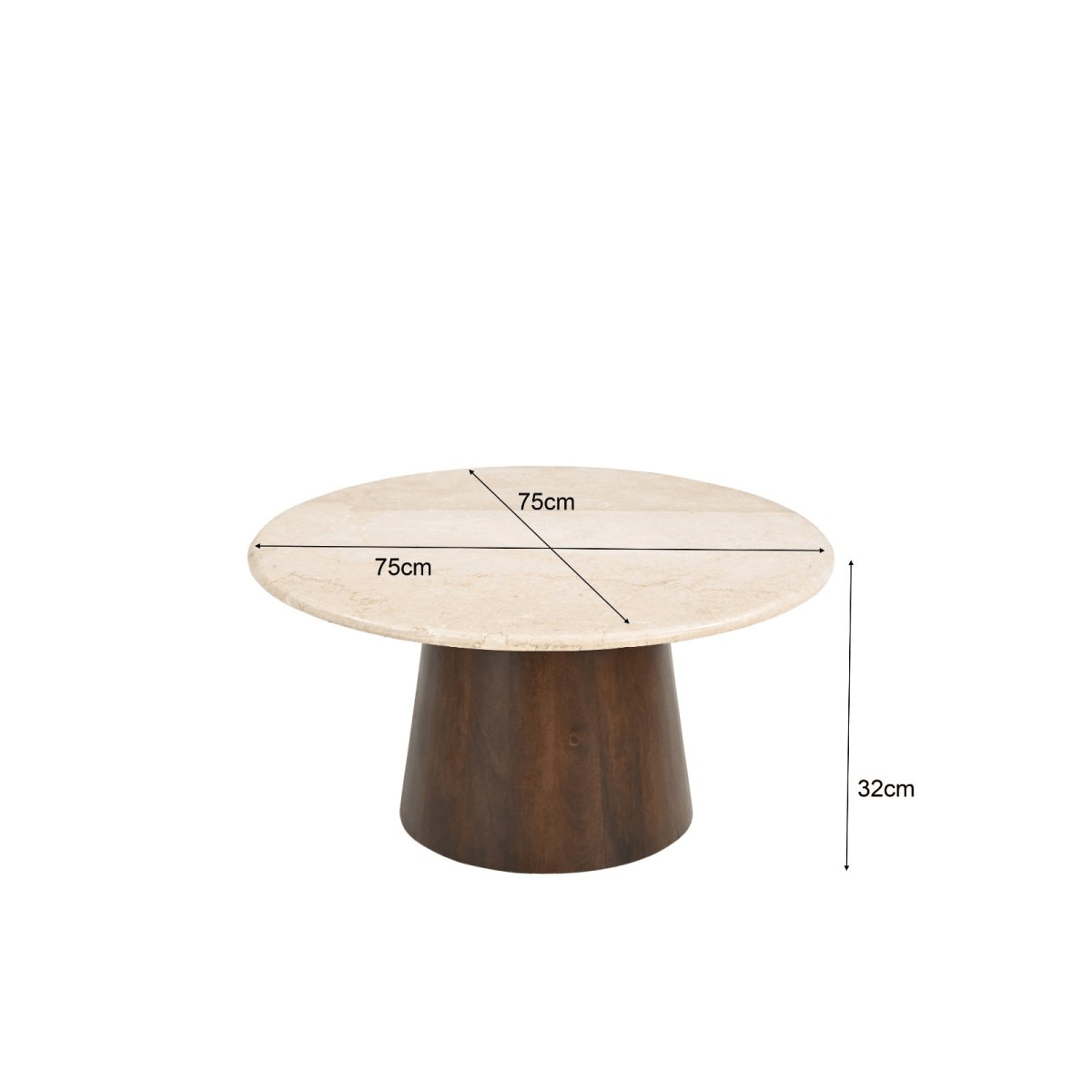 Mangohouten salontafel rond 75cm