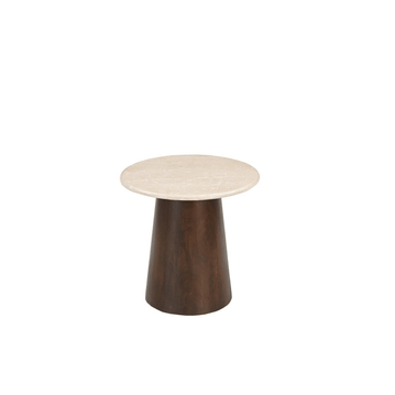 Salontafel rond met bruine poot 45cm