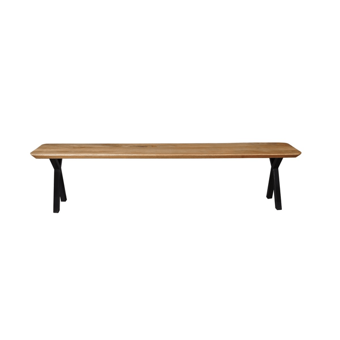 Mangohouten Eetkamerbank Salerno X-poot, taps 140x40 cm Mahom