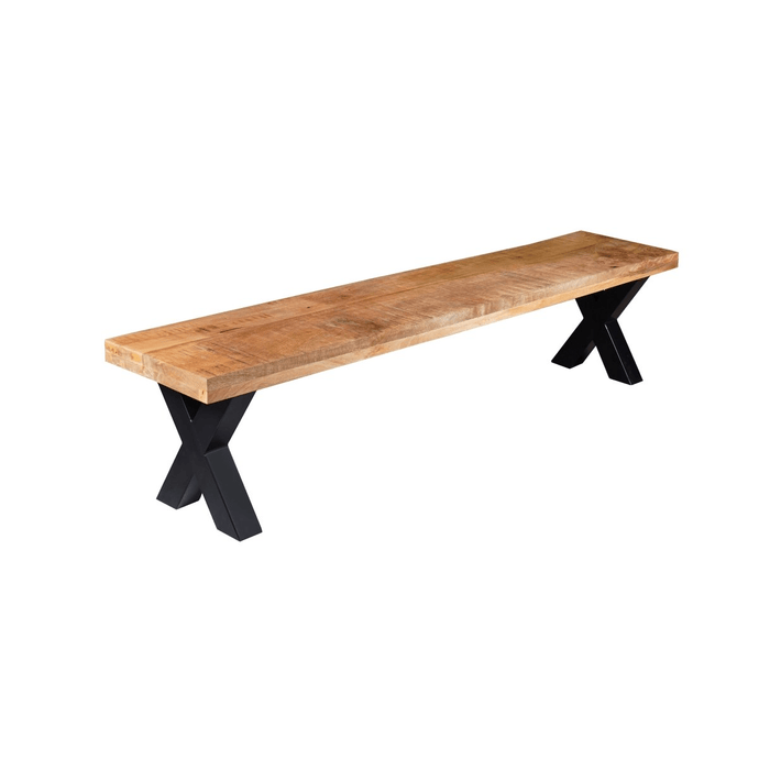 Mangohouten Eetkamerbank Columbus X-poot 180x40 cm Mahom