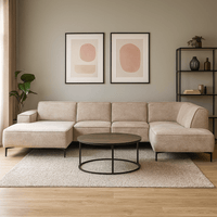 Hoekbank Madrid 5-zits U-opstelling Rechts Beige Mahom