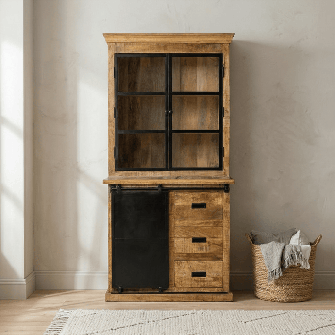 Mangohouten Buffetkast Denver 120 cm met deurtjes Recht Mahom