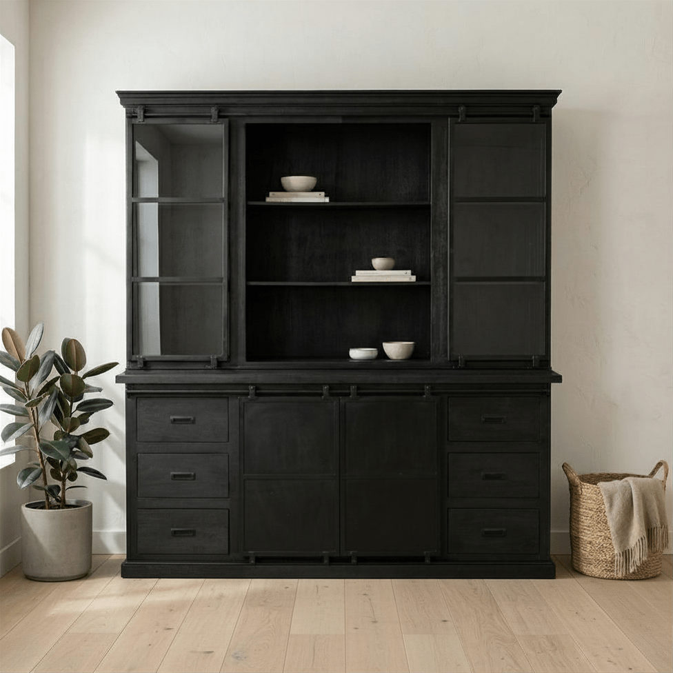 Mangohouten Buffetkast Black 200×220 cm Recht