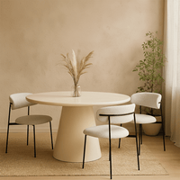 Eettafel Rond Savannah Microcement 120 cm Beige Mahom