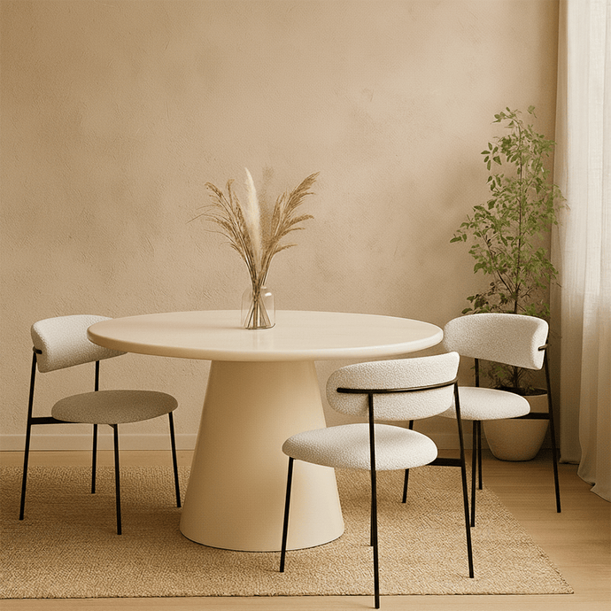 Eettafel Rond Savannah Microcement 120 cm Beige Mahom