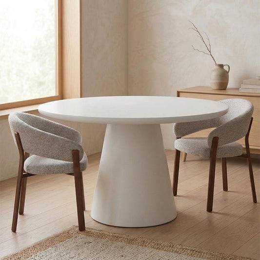 Eettafel Rond Savannah Microcement 120 cm Wit Mahom