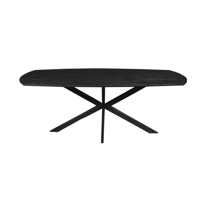 Mangohouten Eettafel Vicenza Black Deens Ovaal 180x100 cm Mahom