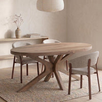 Mangohouten Eettafel Mori Ovaal 180x100 cm Houten onderstel Mahom