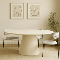 Eettafel Ovaal Savannah Microcement Kegelpoot 200 cm Beige Mahom