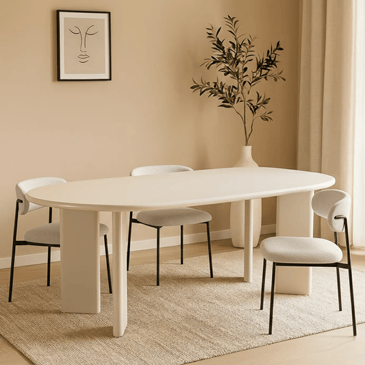 Eettafel Organisch Savannah Microcement Paneelpoot 210 cm Beige Mahom