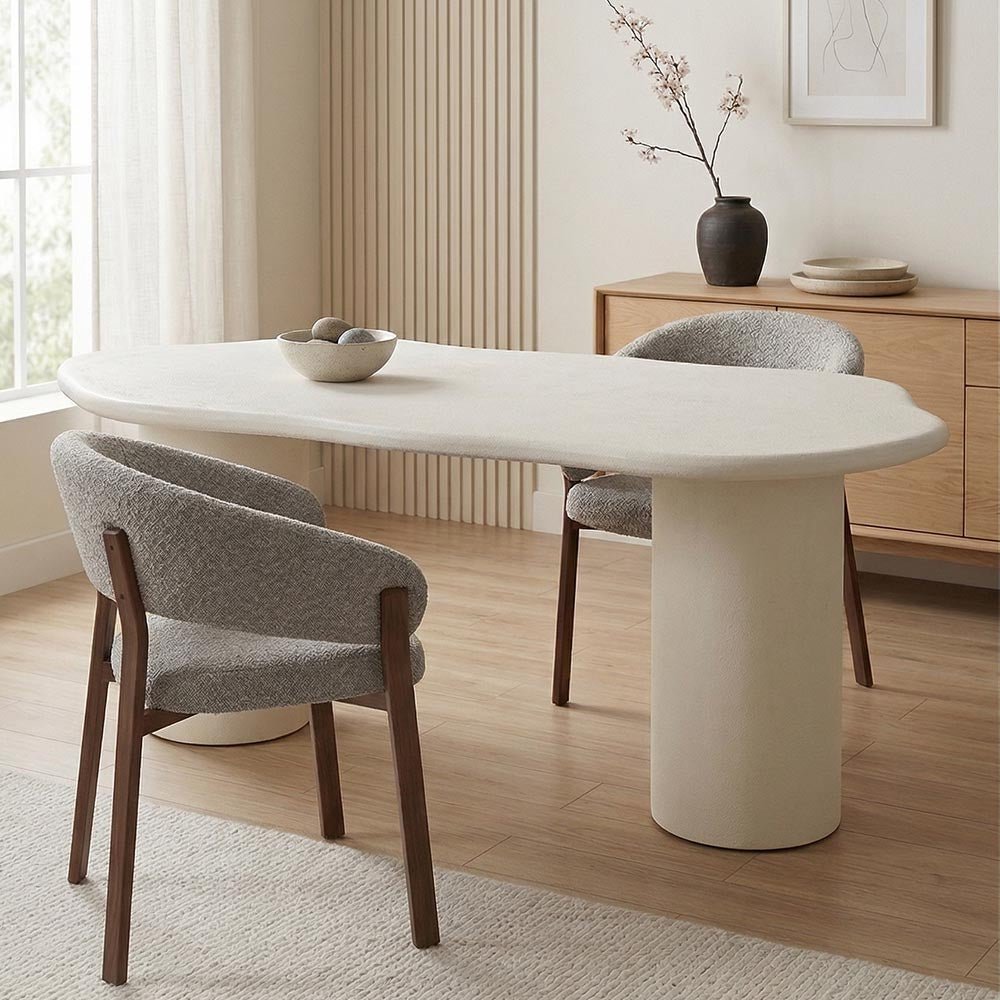 Organische eettafel van microcement