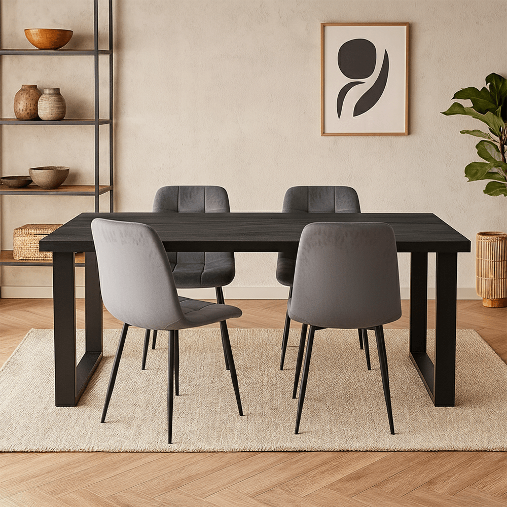 Mangohouten Eettafel Black Rechthoek 200x100 cm