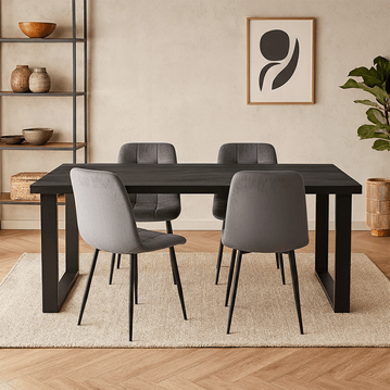 Mangohouten Eettafel Black Rechthoek 200x100 cm