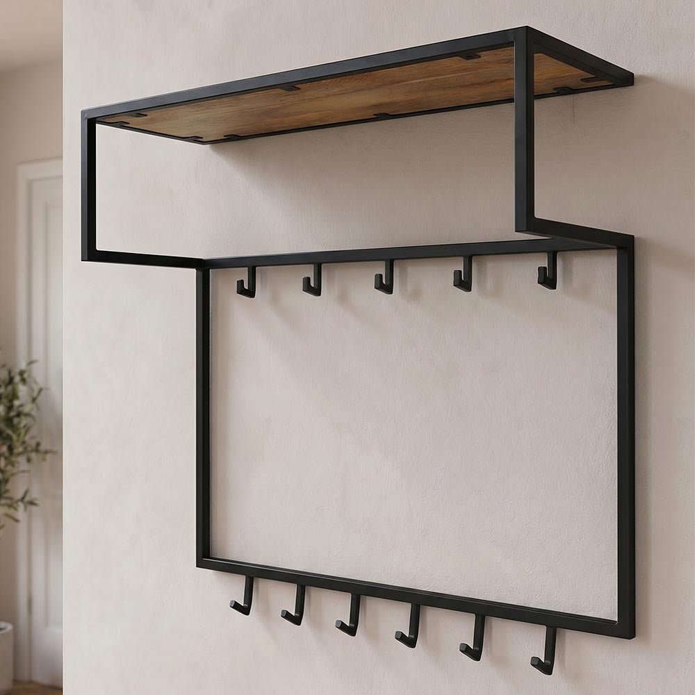 Mangohouten kapstok met zwart frame