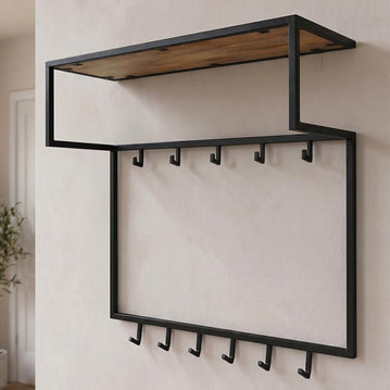 Mangohouten kapstok met zwart frame