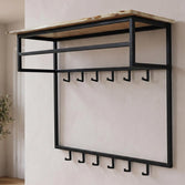 Mangohouten kapstok met zwart frame