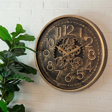 Wandklok Tasma L zwart/goud 70cm