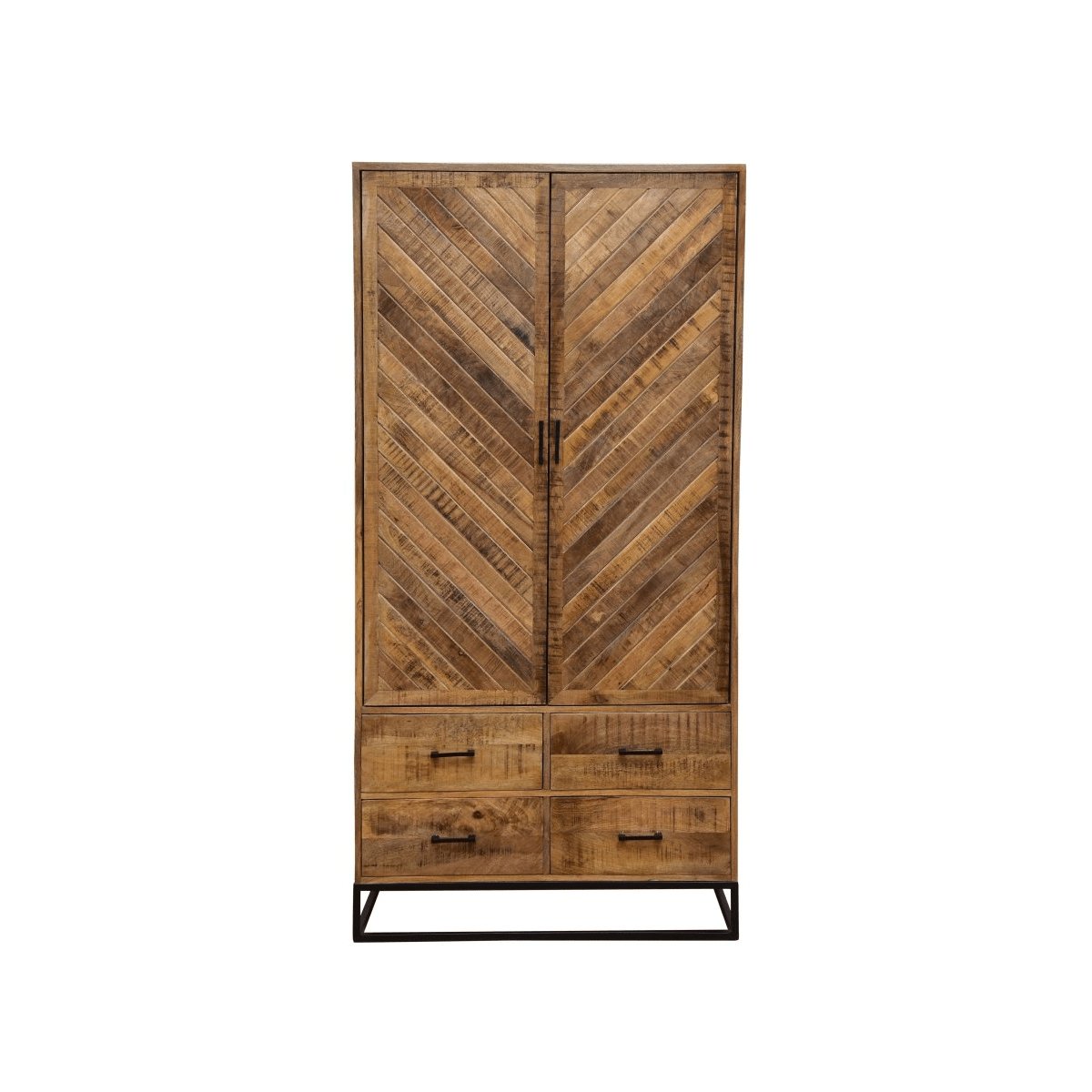 Mangohouten Kast Reno 100 cm met 4 lades en 2 deuren Mahom