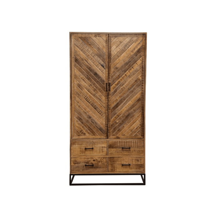 Mangohouten Kast Reno 100 cm met 4 lades en 2 deuren Mahom