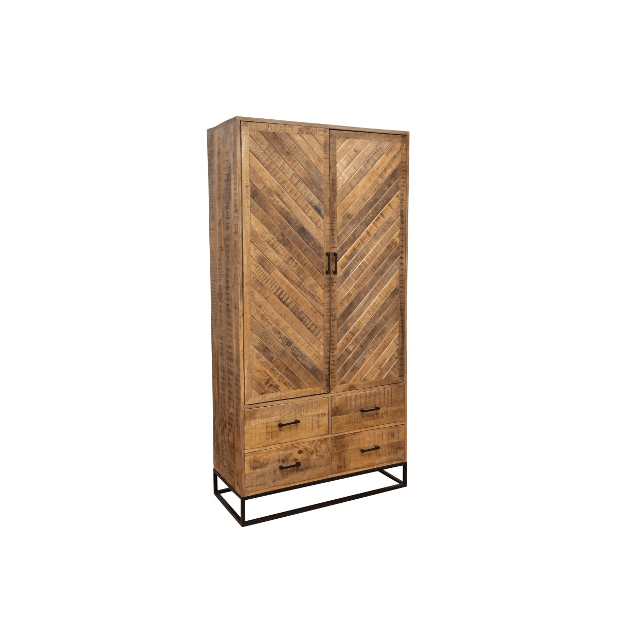 Mangohouten Kast Reno 100 cm met 4 lades en 2 deuren Mahom