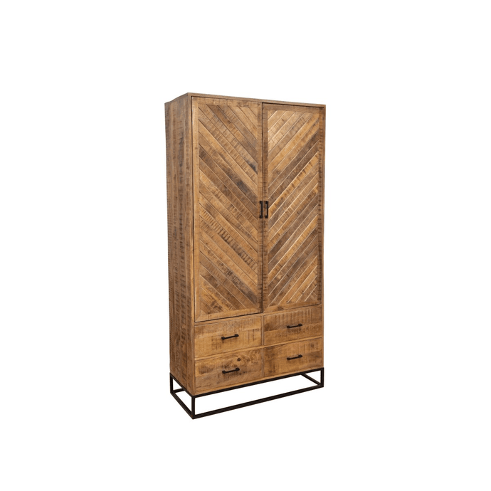 Mangohouten Kast Reno 100 cm met 4 lades en 2 deuren Mahom
