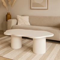 Salontafel Organisch Savannah Microcement Cilinderpoot 120 cm Wit Mahom