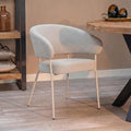 Eetkamerstoel lichtgrijs met beige onderstel