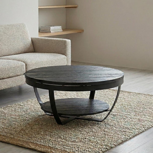 Mangohouten Salontafel Bakersfield Black 90 cm Mahom