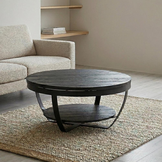 Mangohouten Salontafel Bakersfield Black 90 cm Mahom