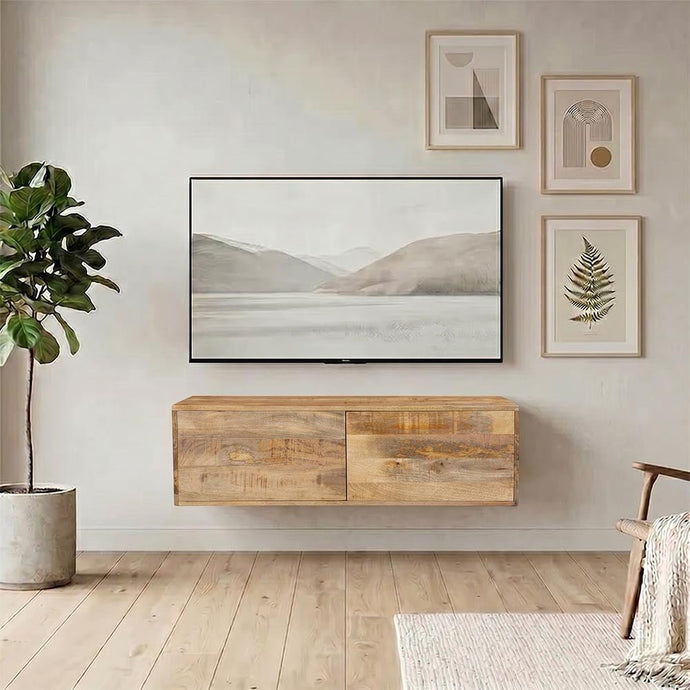 Mangohouten TV Meubel Zwevend Harlow 120 cm met 2 deuren Mahom