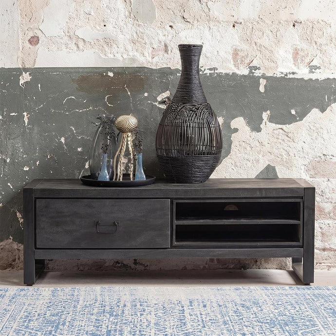 Mangohouten TV meubel Stockton Black 130 cm Mahom