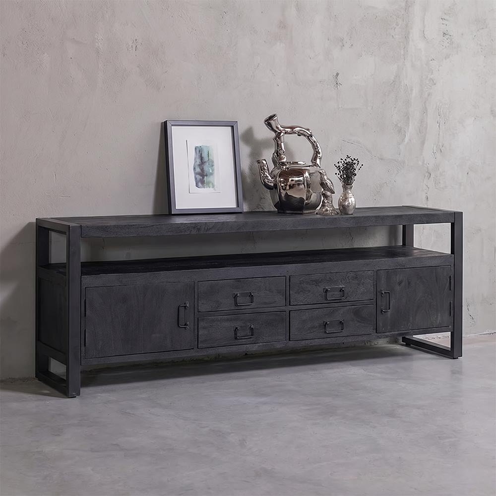 Mangohouten TV Meubel zwart 