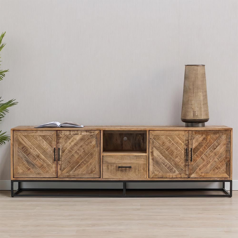 Mangohouten TV Meubel 200 cm met 1 lade
