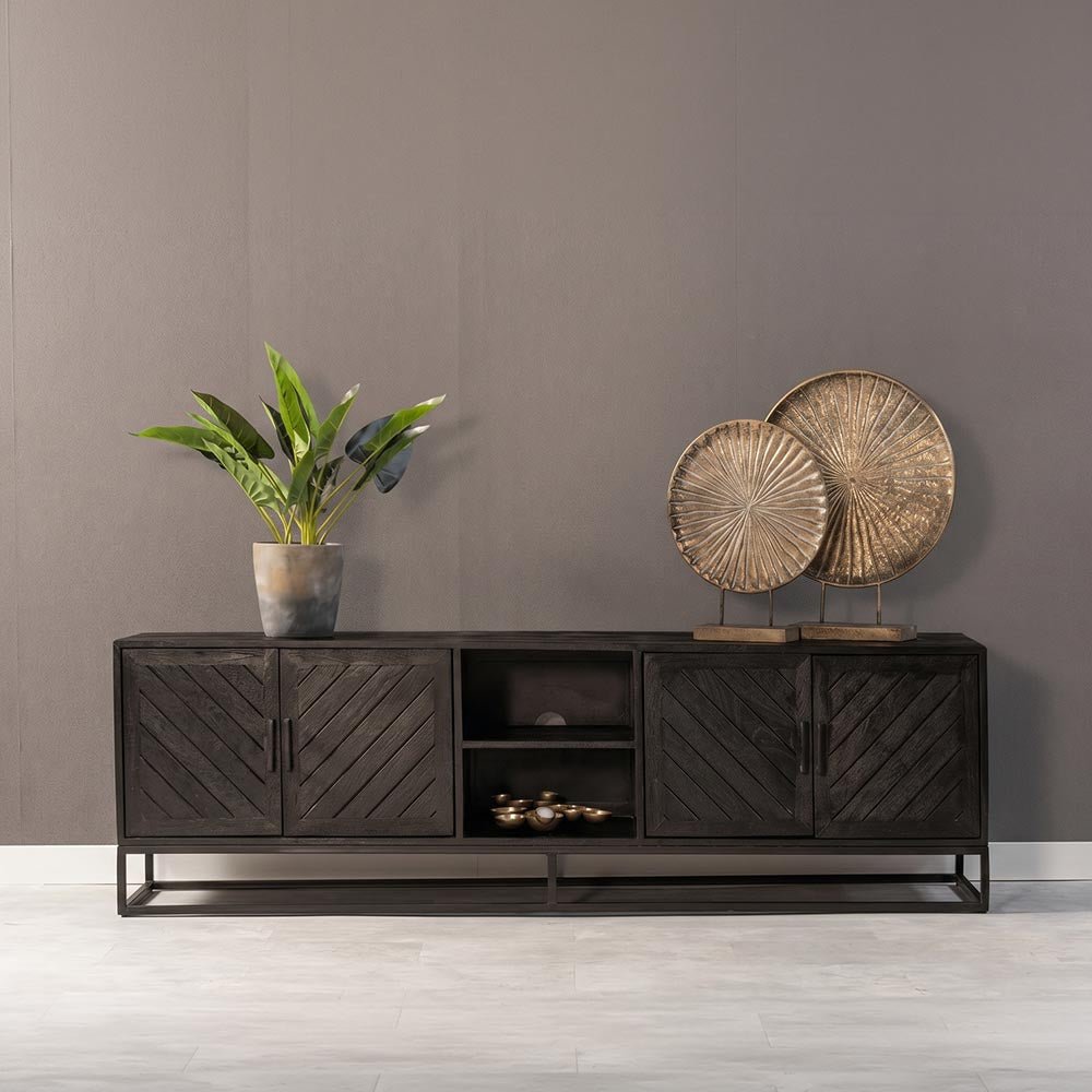 Mangohouten TV Meubel 200 cm Black