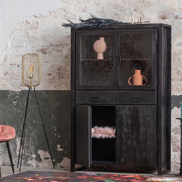 Mangohouten Vitrinekast Black