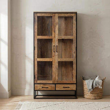 Mangohouten Vitrinekast 190 cm