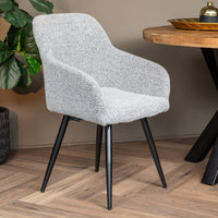 Eetkamerstoel Amiens Beige Bouclé stof met zwart onderstel Mahom