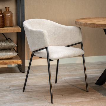 Eetkamerstoel Beige met zwart onderstel