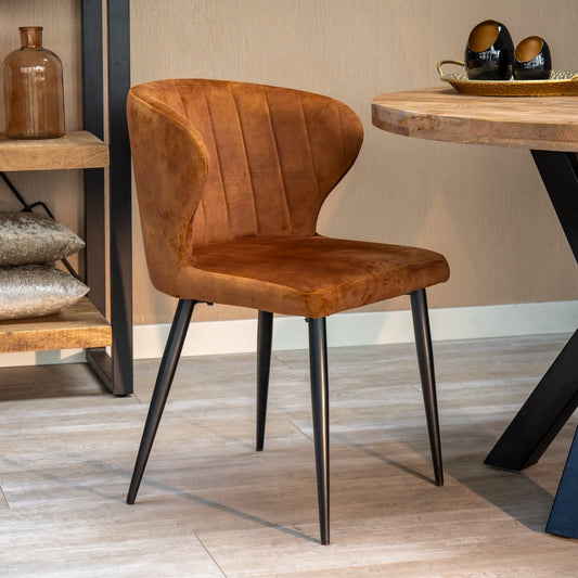 Eetkamerstoel Lyon Cognac met zwart onderstel Mahom