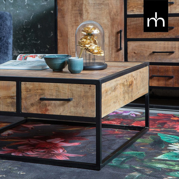 Mangohouten Salontafel San Antonio 80x80 cm Mahom