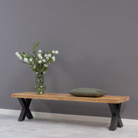 Mangohouten Eetkamerbank Columbus X-poot 160x40 cm Mahom