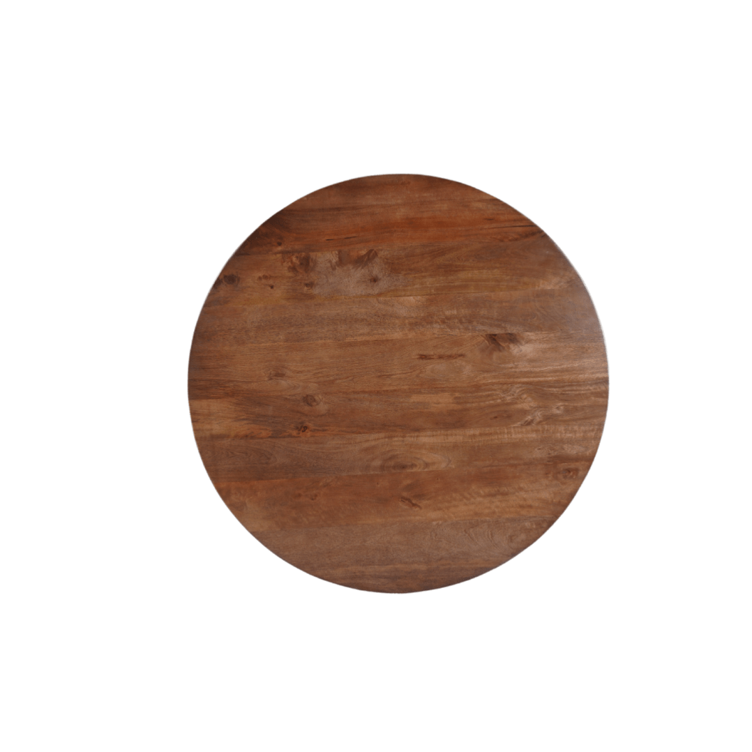 Mangohouten eettafel donkerbruin rond 110cm