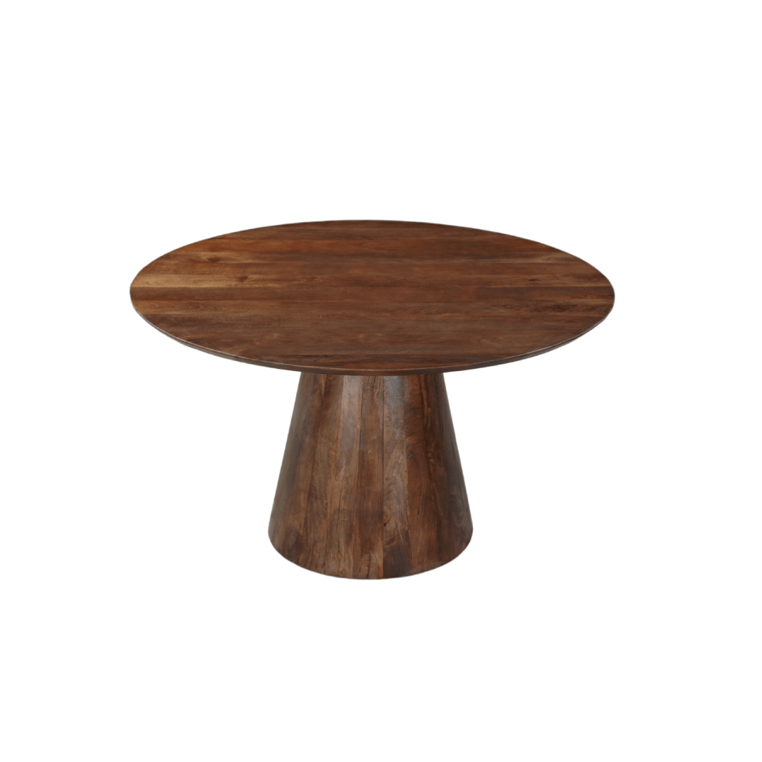 Mangohouten eettafel donkerbruin rond 130cm