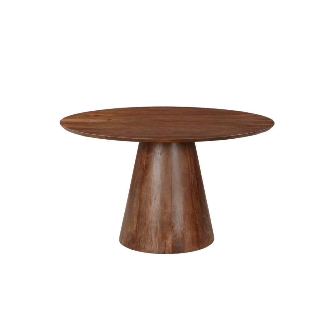Mangohouten eettafel donkerbruin rond 130cm
