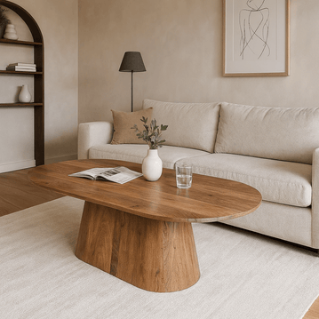 Ovale mangohouten salontafel